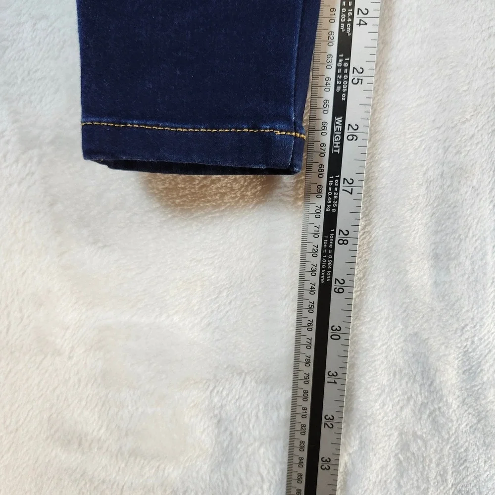 Bon Bon Up Womens High Rise Skinny Jeans Dark Wash Red Button Accents Indigo - Picture 5 of 14